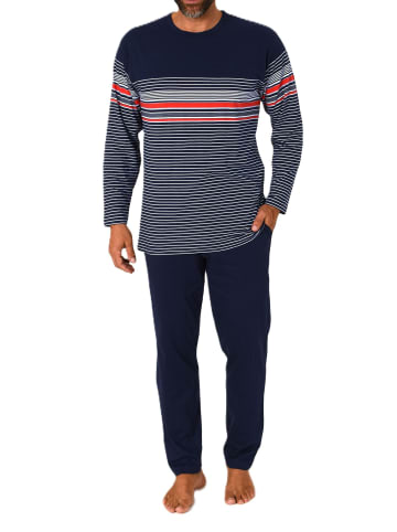 NORMANN Langarm Schlafanzug Pyjama Streifen in rot