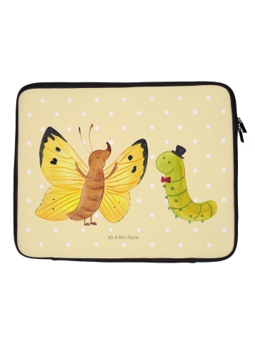 Mr. & Mrs. Panda Laptop Sleeve Raupe Schmetterling ohne Spruch in Gelb Pastell