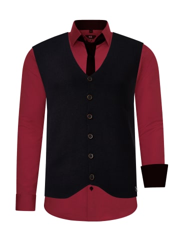 Rusty Neal Hemd mit Weste und Krawatte 3er Set in Bordo