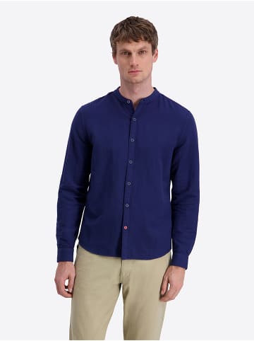 Timezone Langarm Hemd Stehkragen Knopfleiste Casual in Blau