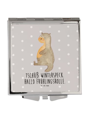 Mr. & Mrs. Panda Handtaschenspiegel quadratisch Otter Bauch mit ... in Grau Pastell