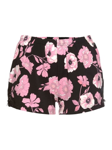 LASCANA Shorts in rosa-schwarz-geblümt-gemustert