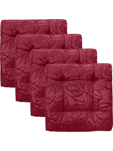 Erwin Müller Jacquard, Baumwollmischung Outdoor-Stuhlkissen 4er-Pack Terrassa in burgund