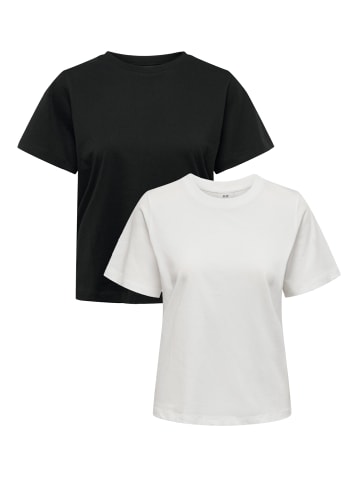 JACQUELINE de YONG Basic T-Shirt 2-er Set VMPAULA in Schwarz-Weiß