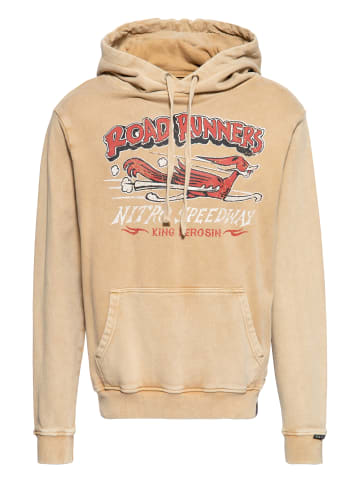 King Kerosin King Kerosin Acid washed Hoodie Road Runners in beige