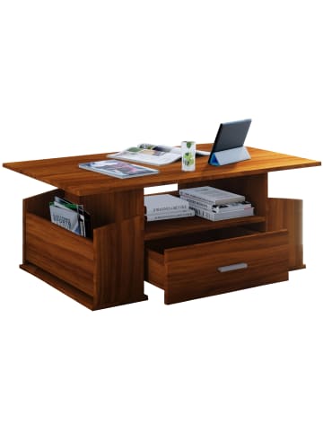 VCM  Holz Sofatisch Couchtisch Schublade Junata in Kern-Nussbaum