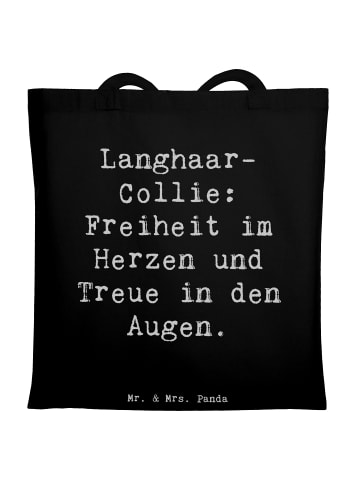 Mr. & Mrs. Panda Tote Bag Spruch Langhaar Collie Treue mit Spruch in Schwarz