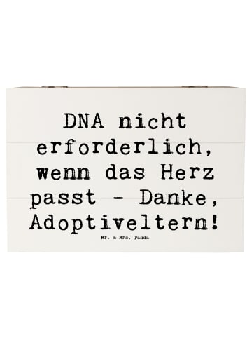 Mr. & Mrs. Panda Holzbox Spruch Liebe Adoptiveltern mit Spruch in Weiß