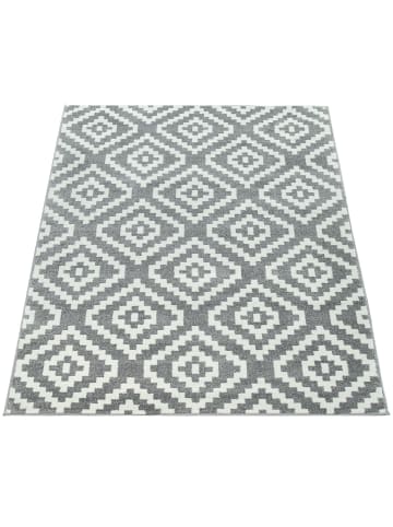 KADIMA DESIGN Teppich Kurzflor Rautenmuster Wohnzimmer schmutzabweisend in Grau