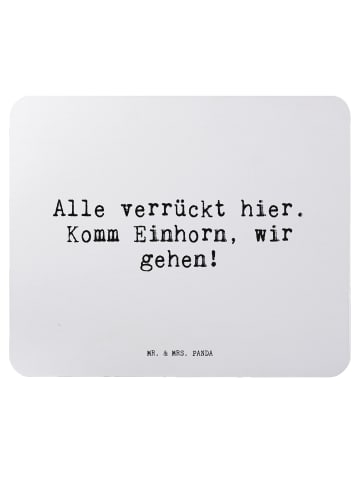 Mr. & Mrs. Panda Mauspad Alle verrückt hier. Komm... mit Spruch in Aquarellblau