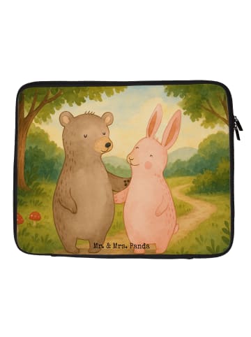 Mr. & Mrs. Panda Laptop Tasche Bär und Hase Umarmen Design ohne ... in Weiß