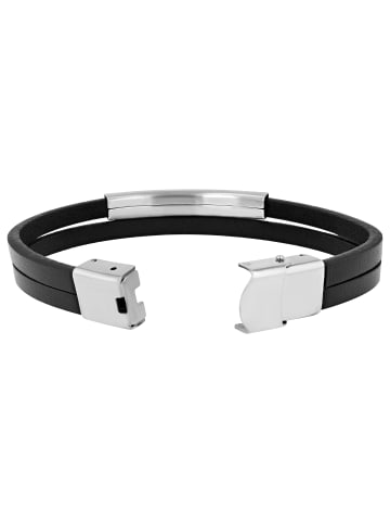 Adeliás Unisex Armband aus Leder 21 cm in schwarz