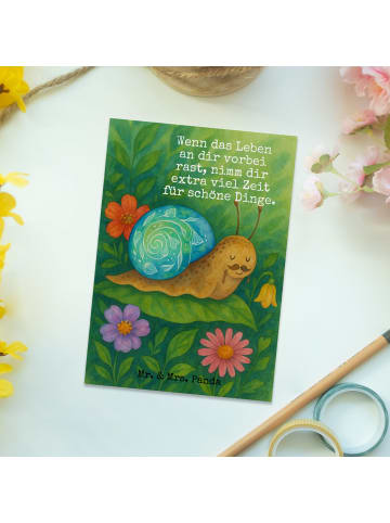 Mr. & Mrs. Panda Postkarte Schnecke Sir Design mit Spruch in Weiß