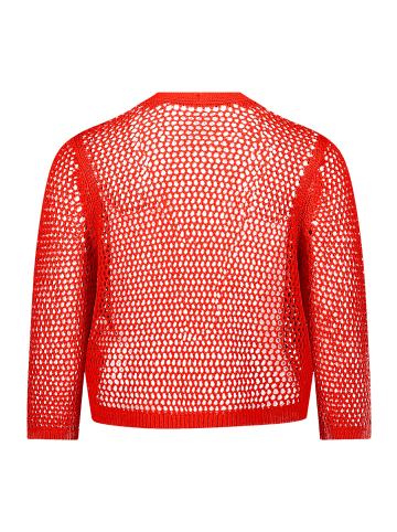 Betty Barclay Grobstrickjacke mit Lochmuster in Hibiscus Red