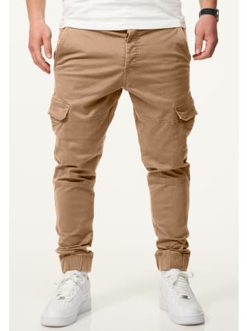 DAILY COTTON Cargohose - mit elastischen Beinbündchen Jogger-Hose Jeans in Beige