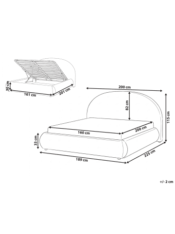 Beliani Doppelbett GRASSE in Beige - (W) 200 x (H) 115 x (L) 225 cm