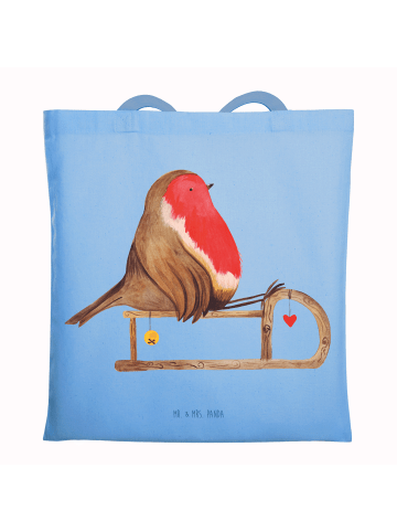 Mr. & Mrs. Panda Tote Bag Rotkehlchen Schlitten ohne Spruch in Sky Blue