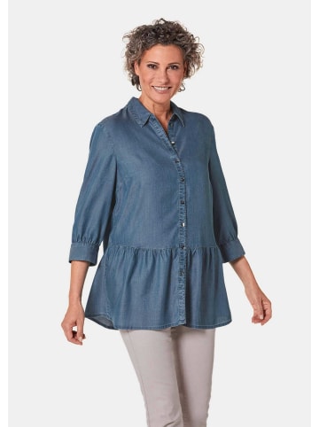 GOLDNER Kurzgröße:  Locker fallende Tunikabluse, angenehm in taubenblau