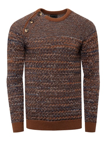 Rusty Neal Side Button-Placket Rundhals-Pullover in Camel