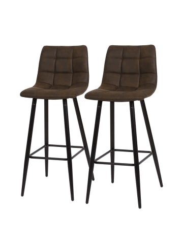 home24 home24 Barstuhl aus Textil im Industrial-Stil (2er-Set) in Braun