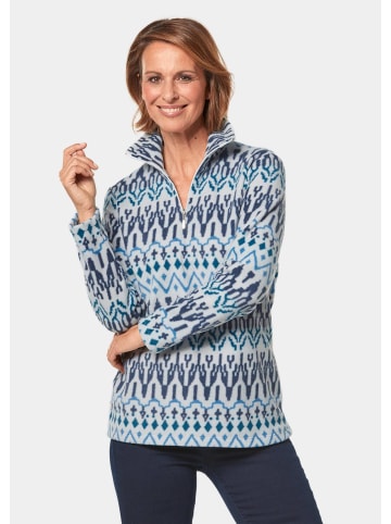 GOLDNER Kurzgröße:  Fleece-Troyer Kuschelig warmer Fleece-Troyer in blau / gemustert