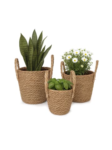 relaxdays 3 x Blumentopf in Natur