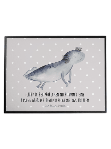 Mr. & Mrs. Panda Tischpad Axolotl Schwimmen mit Spruch in Grau Pastell