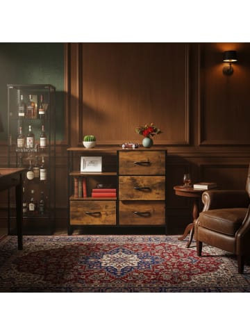 relaxdays Kommode in Braun/ Schwarz - (B)84 x (H)71,5 x (T)32,5 cm