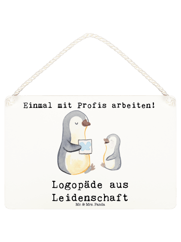Mr. & Mrs. Panda Deko Schild Logopäde Leidenschaft mit Spruch in Weiß