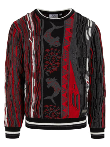 Carlo Colucci Gestrickter Rundhalsausschnitt in black/white/red