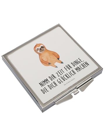 Mr. & Mrs. Panda Schminkspiegel Faultier Zufrieden mit Spruch in Weiß