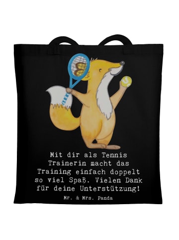 Mr. & Mrs. Panda Tragetasche Tennis Trainerin Spaß mit Spruch in Schwarz