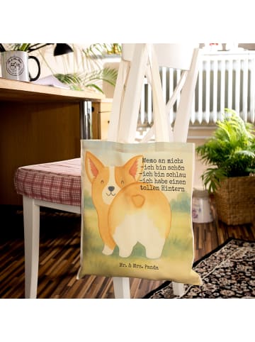Mr. & Mrs. Panda Einkaufstasche Corgi Po Design mit Spruch in Weiß