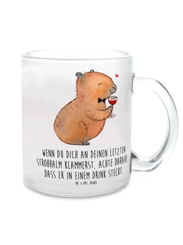 Mr. & Mrs. Panda Becher Capybara Wein mit Spruch in Transparent