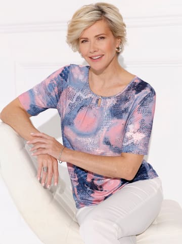 WITT WEIDEN Rundhals-Shirt in marine-flamingo-bedruckt