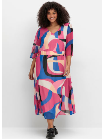 sheego Chiffonkleid in pink-gemustert