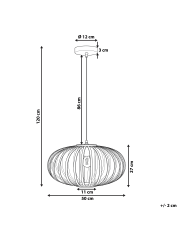 Beliani Pendelleuchten HAVEL in Braun/Weiß - (W) 50 x (H) 120 x (L) 50 cm