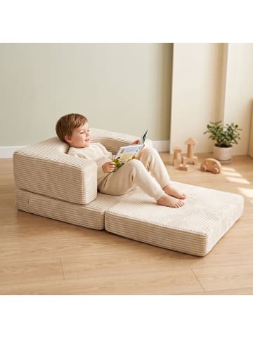 relaxdays 4tlg. Kindersessel Set "Cord" in Beige - (B)65 x (H)40 x (T)65 cm