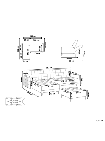 Beliani 2-tlg Modulsofa ABERDEEN in Schwarz/Silber