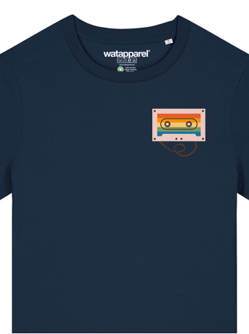 wat? Apparel T-Shirt Rainbow Cassette in Dunkelblau