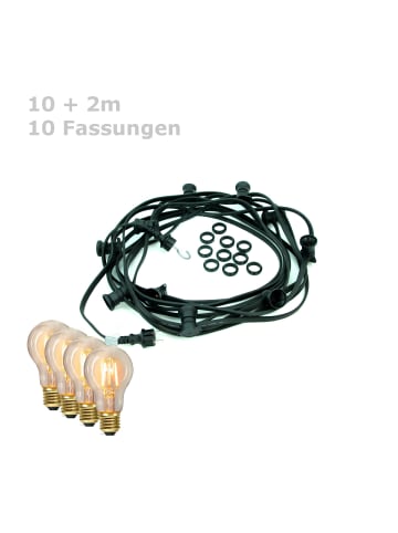 SPICELITE Garten Party Lichterkette Illu 10x LED Edison Filament 10m schwarz