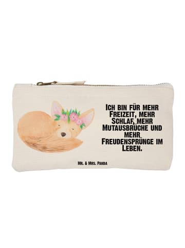 Mr. & Mrs. Panda Federtasche Wüstenfuchs Blumen mit Spruch in Weiß