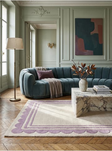 KADIMA DESIGN Teppich Wolle Handgetuftet WENSUM Grafisches Muster Wohnzimmer in Lila-Beige