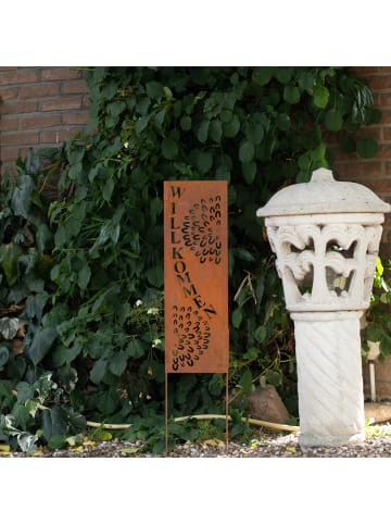 UNUS Gartenschild Rost Willkommen in Braun