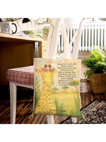 Mr. & Mrs. Panda Tasche Giraffe Blumenkranz Design mit Spruch in Weiß