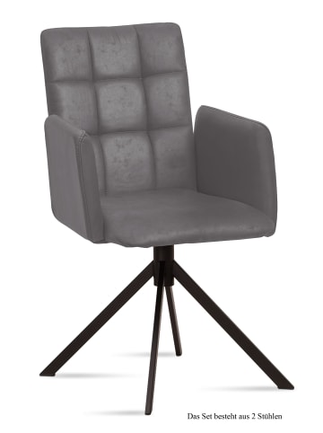 58 aufm Kessel ARMLEHNSTUHL (2er-Set) Drusi 52x91x60 Schwarz/Grau