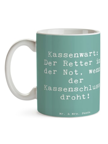 Mr. & Mrs. Panda Geschenktasse Spruch Kassenwart Held mit Spruch in Meeresbrise