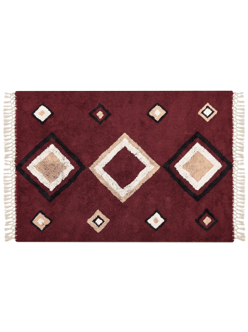 Beliani Kurzflor SIIRT in Rot/Beige/Schwarz - (W) 160 x (H) 1.5 x (L) 230 cm