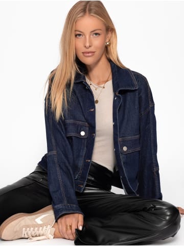 SASSYCLASSY Jeans Jacke mit aufgesetzten Taschen in Dunkelblau