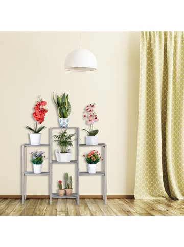 relaxdays Blumenregal in Grau - (B)86 x (H)95 x (T)29 cm